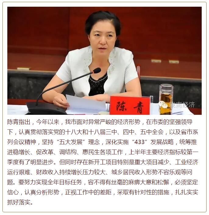 陳青在市政府全體會議上強調(diào)：緊盯一個目標抓好九大任務(wù)落實強化三項保障，確保全市經(jīng)濟社會持續(xù)快速發(fā)展