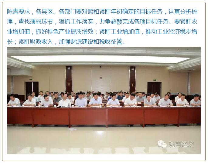 陳青在市政府全體會議上強調(diào)：緊盯一個目標抓好九大任務(wù)落實強化三項保障，確保全市經(jīng)濟社會持續(xù)快速發(fā)展
